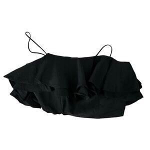 The Vintage Shop Women's Black Ruffle Strapless Crop Top Size Medium